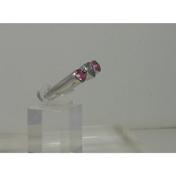 Vintage 1990s Sterling Silver Heart Ring Size 8.75 Pink Ice Simulated Diamond - Picture 9 of 10